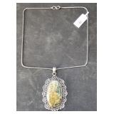 Agate Gemstone Pendant Necklace w/ Chain