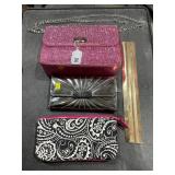 Pink Evening Bag w/ Rhinestones, Black & White