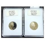 2 Lots Jefferson Nickel Proof  2006 S & 2008 S