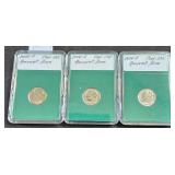 3 Roosevelt Dime Clad UNC  2000 P, 2000 D, 2000 D