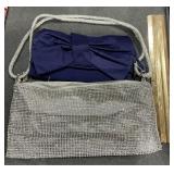 Silver Rhinestone Slouch Evening Bag w/ Rhinestone