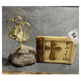 Stain Glass Angel on Spring & Faith Sign w/ Cross