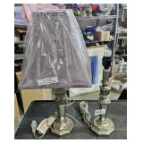 2 Metal Look & Glass Candle Stick Lamps 1 w/ Shade