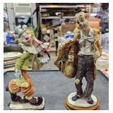 2 Ceramic Clowns - "See Me" by LaVenutti on Wood