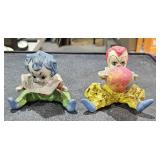 1 Ceramic 1 Ceramic & Paper Mache Clowns Playing
