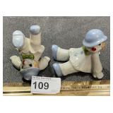 2 Porcelain Tumbling Clowns  3" Tall