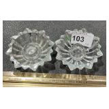 2 Glass Star Burst Candle Stick Holders  3 1/2"w x