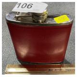 Stainless Steel 6oz Flask w/ Red Leather Cover