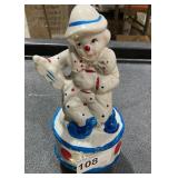 Ceramic Clown on Music Box 7 1/4" Tall Works