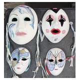 5 Painted Face Masks 2 Large & 3 Small  Mardi Gras