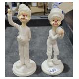 2 Porcelain Boy Clowns  On Hitchhiker and One