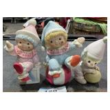 3 Ceramic  Baby Clowns