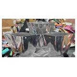 3 Oval Metal Vases  Tallest 16"  15-17" Wide