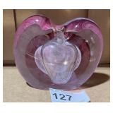 Art Glass Heart Perfume Bottle 3 1/2" Tall