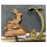 Copper Rabbit Hook 8" Long & Brass Wall Hook