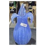 Larege Blue & White Blown Vase 16" Tall