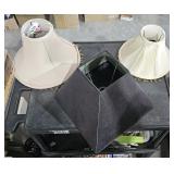 2 Cloth Lamp Shades Tan and Beads 1 Black Square