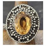 Citrine Ring sz  8 German Silver