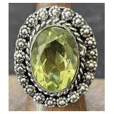 Lemon Quartz  Ring sz 6 German Silver
