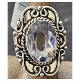 Amethyst Ring sz 6 German Silver
