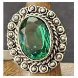 Emerald Quartz  Ring sz 6 German Silver