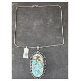 Turquoise Pendant Necklace w/ Chain  20" Long