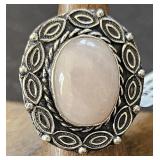 Rose Quartz Ring sz 6 German Silver