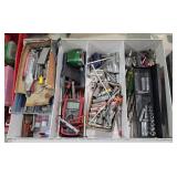 Metal First Aid Kit w/ Misc Small Hand Tools and
