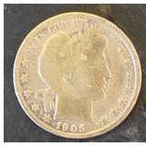 1905 P Barber Silver Half Dollar  90% Silver