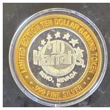 $10 Silver Strike Gaming Token Harrah