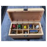 Wooden box w/ stone testers