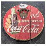Wood Mounted Coca-Cola Bottle Opener 8" Across