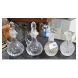 2 Clear Glass Decanter, 2 Glass Bottles w/ Stopper