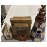 3 wood bird houses
