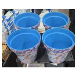 4 Large  Plastic Flower Pots Painted 12" Across x