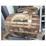 Vintage round top chest with small metal