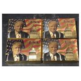 4 Gold Toned Playing Cards w/ Flag & Trump
