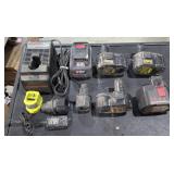 Snap-On Charger and Battery, 3 DeWalt Batteries, &