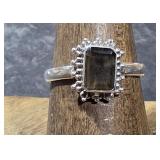 Sterling Ring w/ Deep Grey Stone sz 6.5