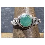 Sterling Ring w/ Green Stone sz 6.5