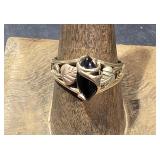 Black Hills Gold  Ring w/ Onyx  Stones  sz 9