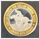 $10 Silver Gaming Token Silver City   .999 Silver