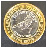 $10 Silver Gaming Token Treasure Island At The