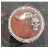Sterling Pendant w/Skull & Flag w/ Wyoming  tw1.9g