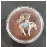 Sterling Pendant w/ Pack Mule w/ Blue Stone  &