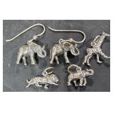 Sterling Elephant Earrings,  3 Pendants -Giraffe,