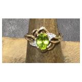 Gold 10k Ring w/ Stones  tw 2.3g  sz6 Green &