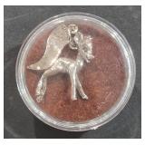 Sterling Pendant w/  Baby Deer & Flag w/ Wyoming