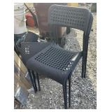 3 black plastic chairs small