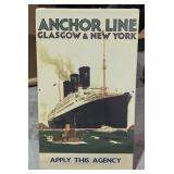 Frameless "Anchor Line Glasgow & New York" Wall